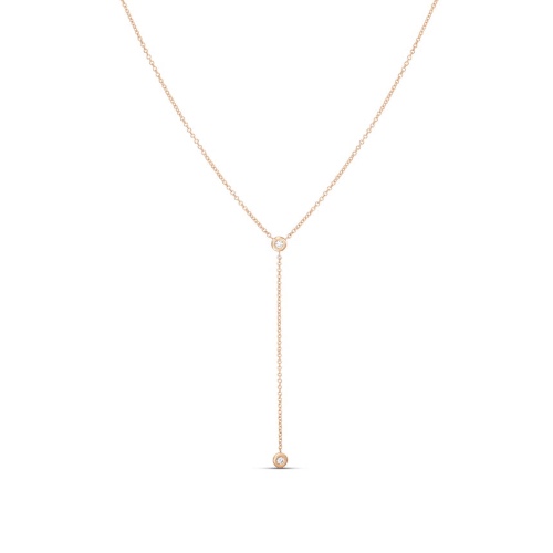 Diamond Y Necklace Lariat - 14K Rose Gold