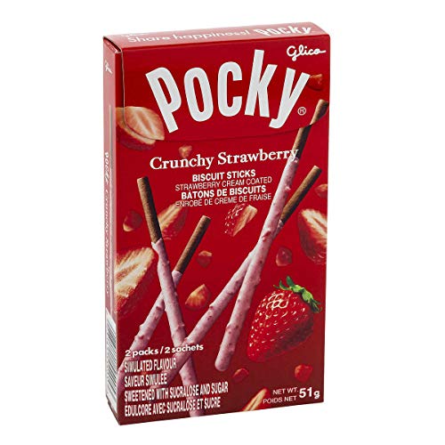 GLICO POCKY CRUNCHY STRAWBERRY Biscuit Sticks, 51-Gram