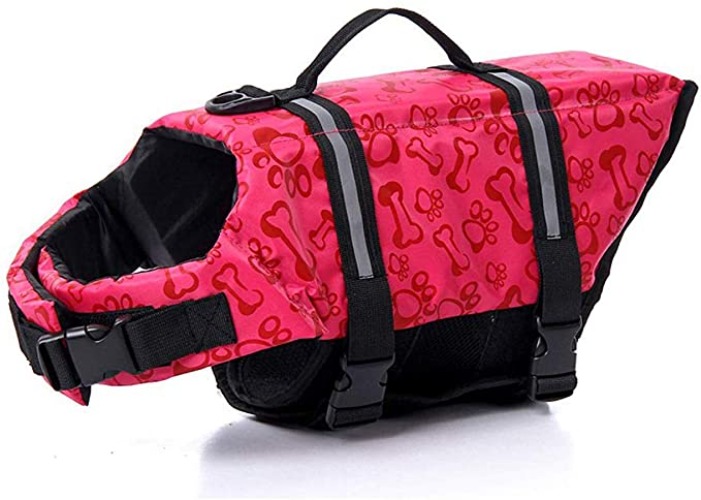 Dog Swimming Vest with Reflective Strips - Pink / M (For 7-10kg)