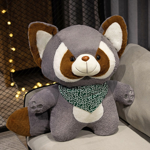 Radical Raccoon Plushies (4 COLOR, 3 SIZES) - Grey (Green Bandana) / 45cm