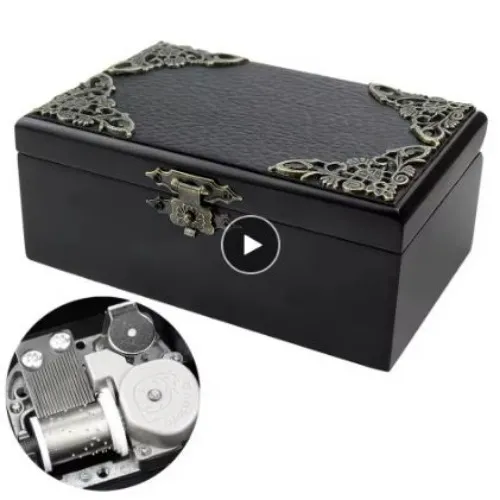 Caja musical de madera negra