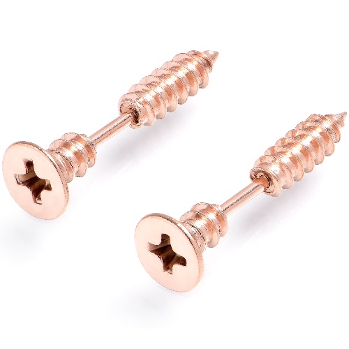 Rose Gold Stainless Steel Screw Stud Earrings Cheater Plug Set | Default Title