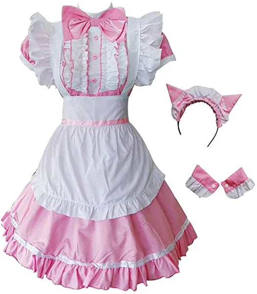 Women's Cosplay French Apron Maid Fancy Dress Costume for Valentines Day