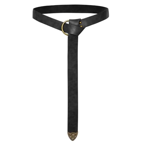 SCARLET DARKNESS Damen Renaissance Taillengürtel Vintage Mittelalter Leder Gürtel - Schwarz