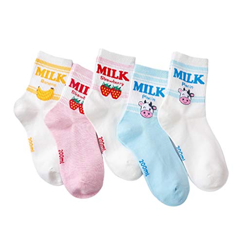 5 Paar/Set weiche Baumwolle Low Cut Knöchelsocken Banana Milk Strawberry Sportsocken