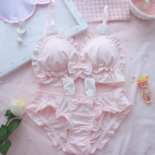 White Rabbit Lingerie Set - Pink / M (B Cup)