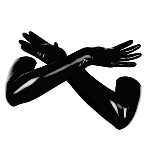 EXLATEX Women's Latex Rubber Arm Long Mittens Fingered Gloves