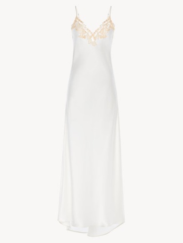 Long nightgown in white with frastaglio