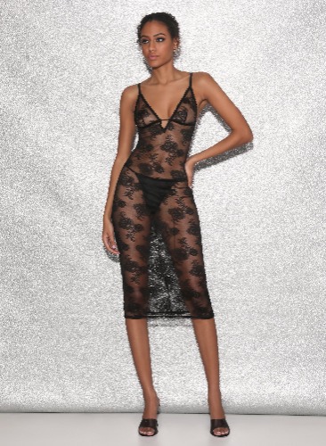Long Bouquet Lace Slip | black / xs