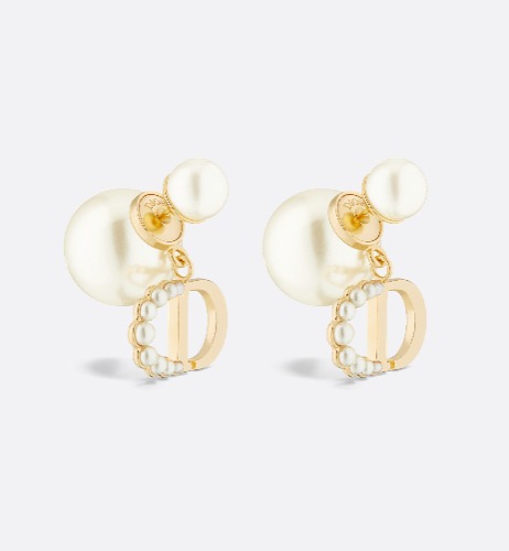 Dior Tribales Earrings Gold-Finish Metal and White Resin Pearls | DIOR