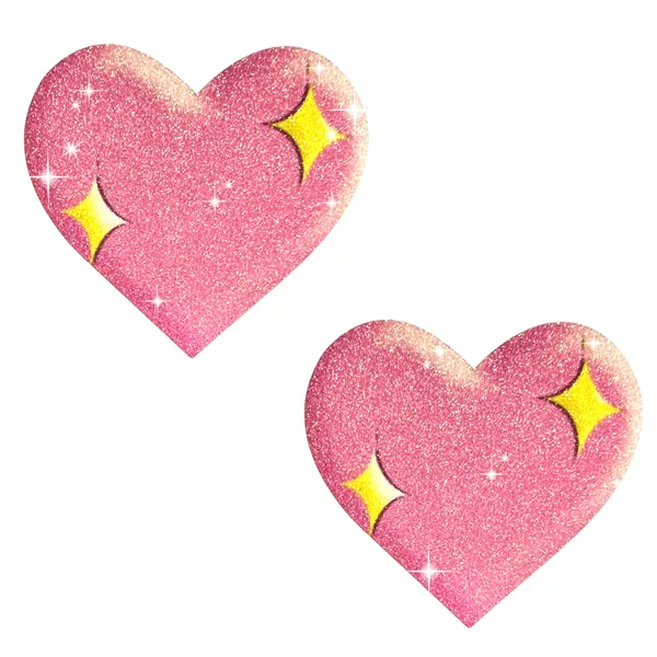 Emoji Smoochy Heart Glitter Nipple Cover Pasties For Raves, Festivals, Outfits, Halloween, Costumes, and More! Waterproof
