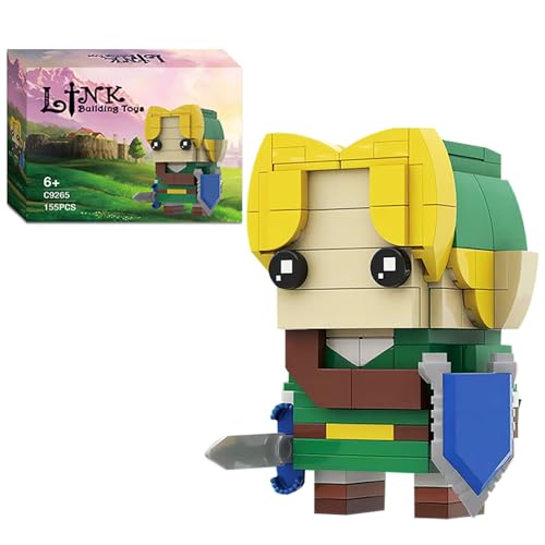 Breath of The Wild Link Building Sets for Adults Kids, Link Minifigure Ocarina of Time Building Kit,Game Series Building Blocks Model Toys,Compatible with Lego(155PCS) - green