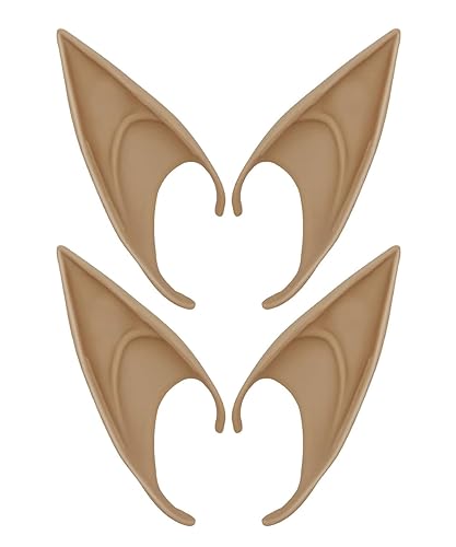 Yilistore 2 Pairs Elf Ears,Long ELF Ears Set, Latex Soft Pointed Ears for Halloween Cosplay Party Dress Up - Brown