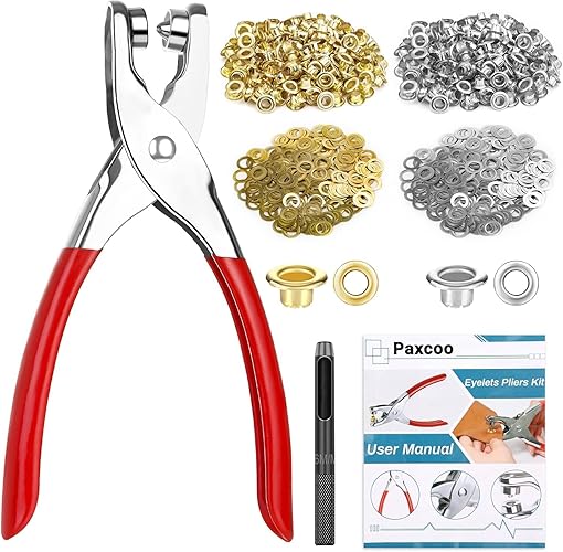 1203Pcs Grommet Tool Kit with Eyelet Pliers, PAXCOO 1/4 Inch 6mm(Inside Hole Size) Fabric Grommet Kit with Fabric Eyelets Grommets, Washers, and Hole Punch Grommet Hand Press kit - 1203pcs 1/4 Inch (Inside Diameter)