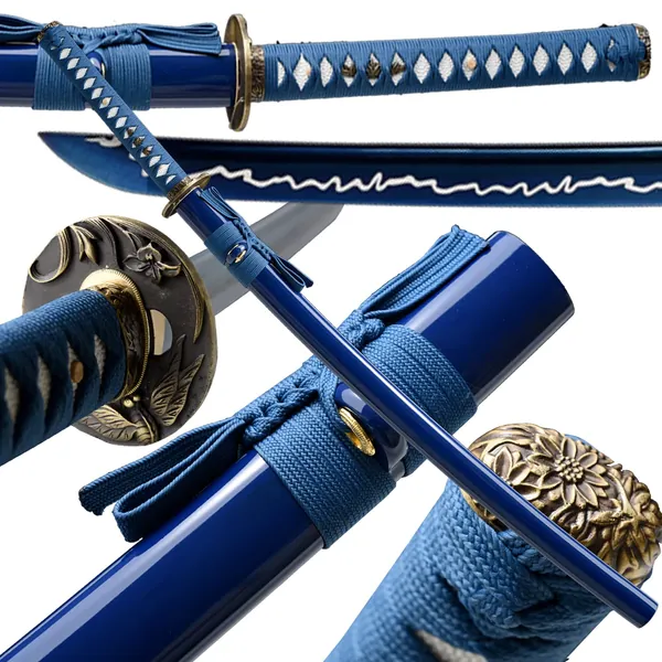 Traditional Heat/Clay Tempered Hand Forged |Real 1060/1095 T10 high Carbon Steel | Practical Authentic Japanese Samurai | Full Tang - Dragonfly Blue