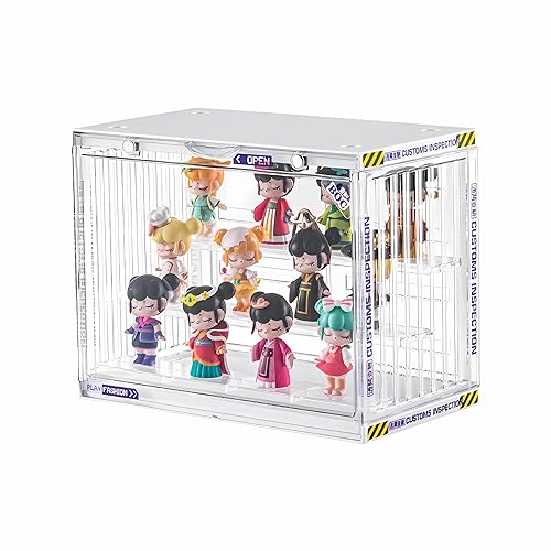 Display Box with Shelves: Transparent Acrylic Display Case, Stackable Dustproof Toy Display Cabinet for Popmart, Blind Box, Lego, Mini Figurines and Dolls, The Collectibles Organizer Showcase