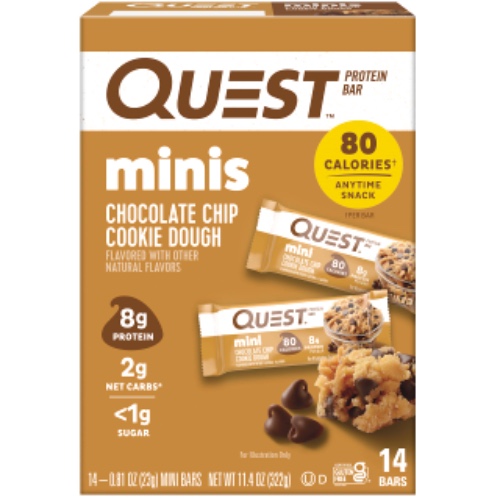 Quest Mini Chocolate Chip Cookie Dough protein bars (14 Count)