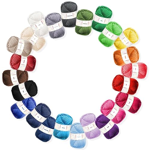 Hearth & Harbor Soft Yarn 2400 Yards (24x50g), Acrylic Yarn for Crocheting & Knitting, 24 Vivid Colors, Perfect for Crafts, Amigurumi Yarn Set - 24