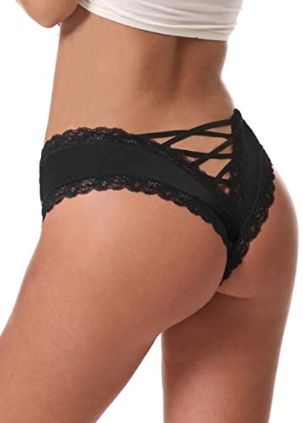 Sofishie Sexy V-Back Criss Cross Panties - Large - Black