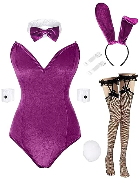 Drofe Bunny Costume Women Bunny Girl Senpai Cosplay Anime Role Costume Bodysuit Set