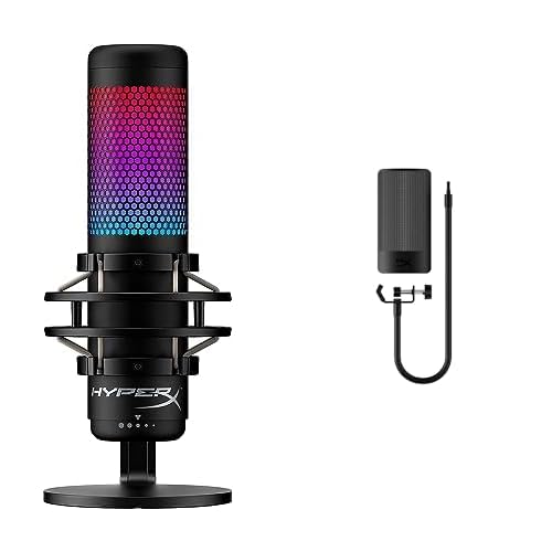 Bundle of HyperX QuadCast S – RGB USB Condenser Microphone for PC, PS4, PS5 and Mac, Anti-Vibration Shock Mount, 4 Polar Patterns, Pop Filter, Gain Control + HyperX Shield Microphone Pop Filter - Microphone + Pop Filter - Black