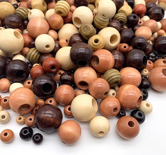 520pcs Wooden Beads for Jewelry Making Adults, Assorted Wood Beads for Jewelry Bracelets Necklace Earring Making DIY Craft Project