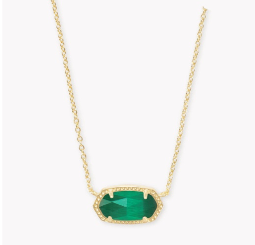 Kendra Scott Elisa Gold Pendant Necklace in Emerald Cat’s Eye