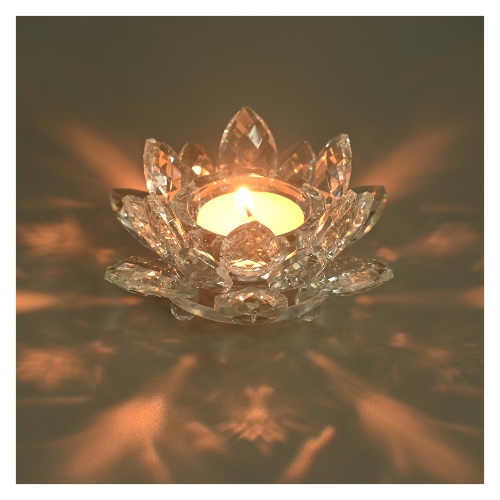 YoHyien Kristallen Theelichthouder, Lotus Bloem Kaarsenhouder, Kristallen Theelichthouder, Glazen Waxinelichthouder voor Kerstdecoratie, Bruiloften en Thuisfeestjes