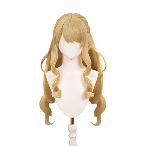 【Wig Ready For Ship】DokiDoki Game Genshin Impact Wig Cosplay Fontaine Navia Cosplay Wig Long Curly Yellow Hair / Sunglasses/ Weft | Wig (Dark Ver.)-Ready For Ship