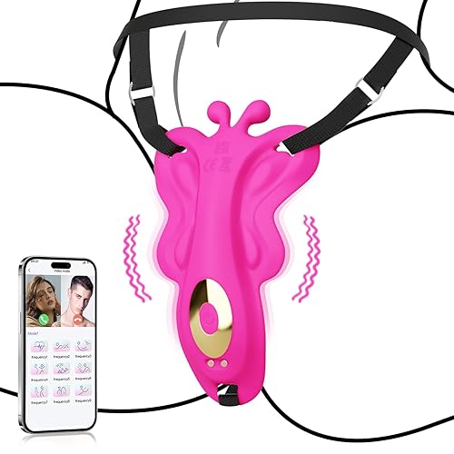 Thong Panty Wearable Vibrator Adult Sex Toys for Women, APP Control Clitoris Stimulator Novelties Adult Toys with 9 Vibration Modes, Mini Discreet Butterfly Vibrator Rose Sex Toy for Women and Couple - Pink