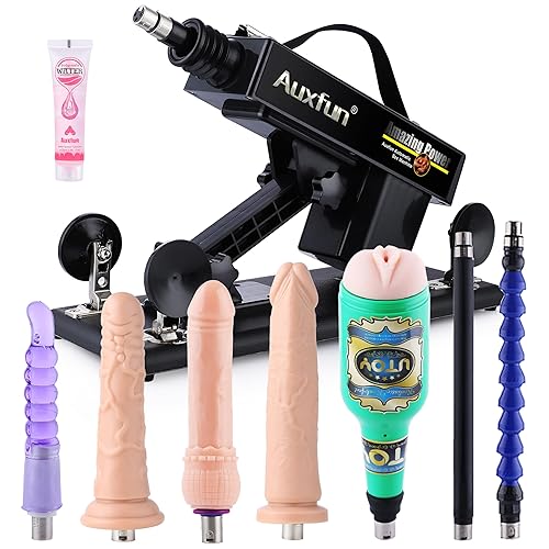 Auxfun Sex Machine Device Sex Toys with Realistic Dildos for Women Men, 3XLR Adjustable Thrusting Machines Male Masturbator Cup Automatic Fucking Machine Gun - 9 Piece Set