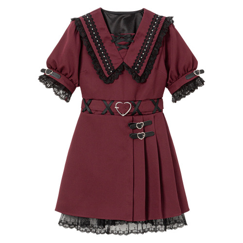 Heart belt lace up dress 