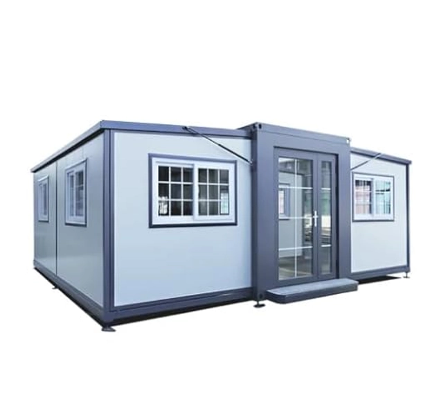 DOINUO Mobile Expandable Prefab House with Restroom，Outdoor Storage Shed Tiny Home，Modern Sturdy Steel Storage Container Guest House Building，19ft x 20ft