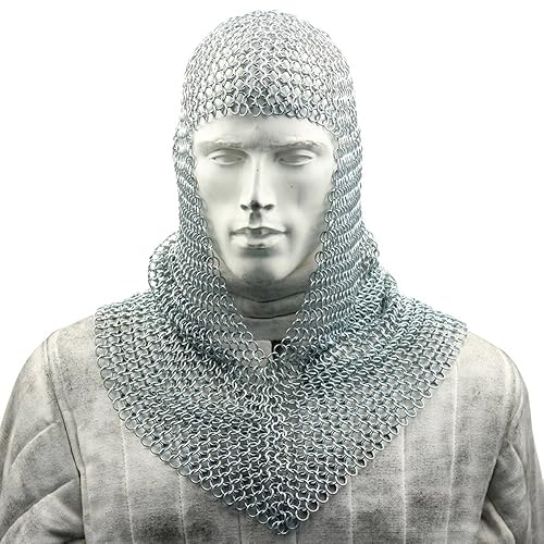 Armory Replicas Medieval Chainmail Coif Armor, 18.75 Inches - Stainless Steel
