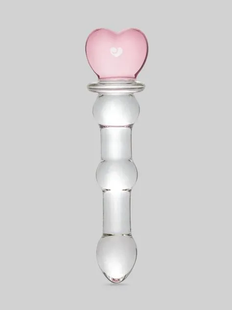 Lovehoney Beaded Heart Sensual Glass Dildo 6 Inch