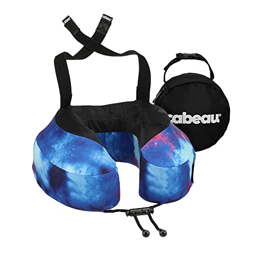 Cabeau Evolution S3 Travel Neck Pillow Memory Foam Neck Support, Adjustable Clasp, and Seat Strap Attachment - Comfort On-The-Go with Carrying Case for Airplane, Train, and Car (Galaxy) - Galaxy