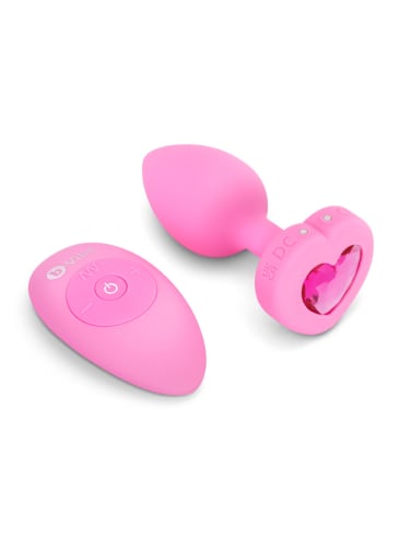 Vibrating Remote Heart Plug - Pink S/M | Babeland Toy Store