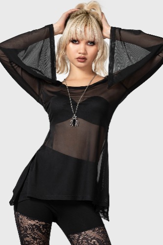 Waning Orbit Cold-Shoulder Top | S / Black / 95% Polyester 5% Elastane