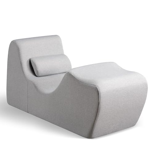 ZINUS Lotus Zero Gravity Chaise Lounger, Foam Recliner for Living Room, Ergonomic Positioning for Better Relaxation, Pillow Included, No Assembly - Light Grey