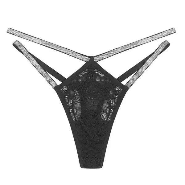 Double Belt High Waist Thong: Sexy Trace Underwear - Black / M / 1pc