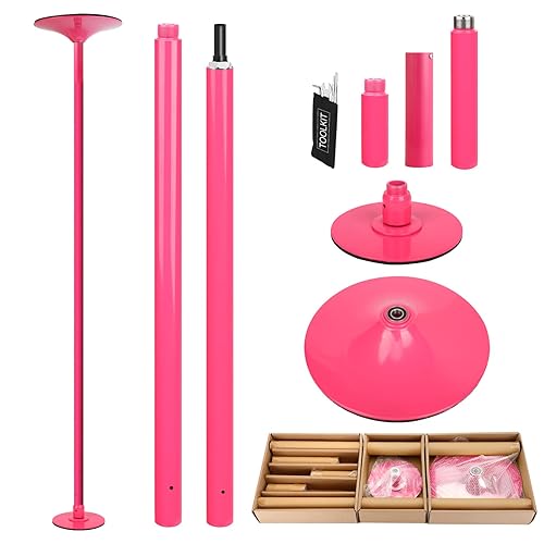 PRIOR FITNESS Premium Dance Pole Removable 45mm Spinning & Static Dancing Pole Heavy-Duty Steel Pole Dancing Pole, Adjustable Height Professional Grade Excellent for Home Exercise Club Gym - Pink