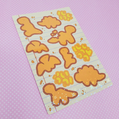 Dino Nuggies Holo Vinyl Sticker Sheet