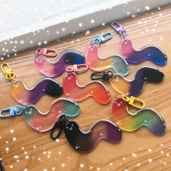 Pride Gummy Worm Candy Acrylic Keychains