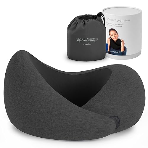 Ostrichpillow Go Neck Pillow, Travel Pillows for Airplanes, Premium Memory Foam Travel Pillow, 360º Ergonomic Design, Asymmetrical Sides, Travel Bag Included, Washable Modal Cover - Onesize - Dark Night