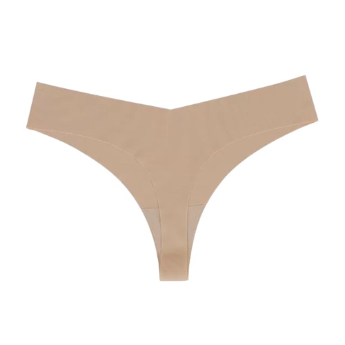 Perkies Seamless Panties: Thongs (mid-rise) - Hazelnut (Dark Nude) / Small