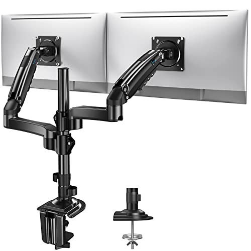 HUANUO 13-32 Inch Dual Monitor Stand, Ergonomic Adjustable Spring Monitor Arm, Dual Monitor Mount Tilt/Swivel/Rotate/Weight Max 20 lbs/VESA 75/100mm