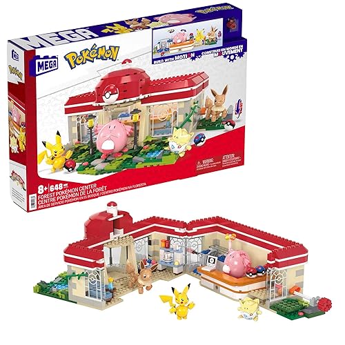 MEGA Pokémon Building Toys Set Forest Pokémon Center with 648 Pieces, 4 Poseable Characters, for Kids - Multicolor