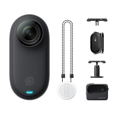 Insta360 GO3 128GB-Action Kit Vlogging Camera for Creators, Vloggers, Mini Action Camera with Flip Touchscreen, Light and Portable, Hands-Free POV, Mount Anywhere, Stabilization, Remote Preview - Midnight Black - 128GB-Action Kit