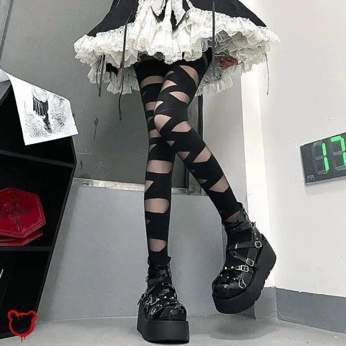 Gothic Anime Velvet Tights - Black / fit for 40-60kg