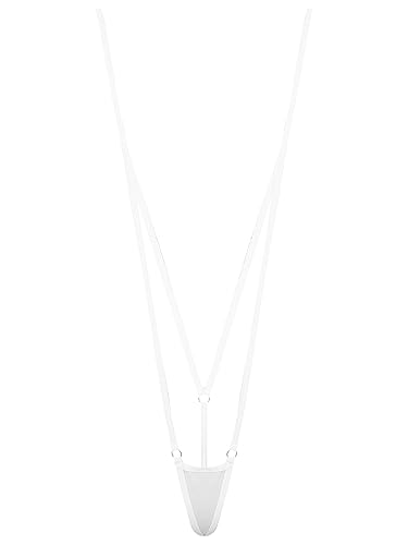 CHICTRY Women's Sexy One Piece Sling Shot G-String Extreme Micro Mini Monokini Swimwear Underwear - White - One Size